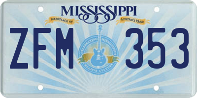 MS license plate ZFM353