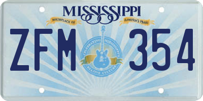 MS license plate ZFM354