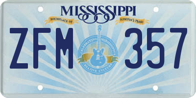MS license plate ZFM357