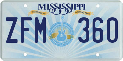 MS license plate ZFM360