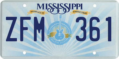 MS license plate ZFM361