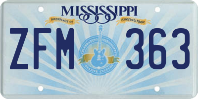 MS license plate ZFM363