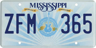MS license plate ZFM365