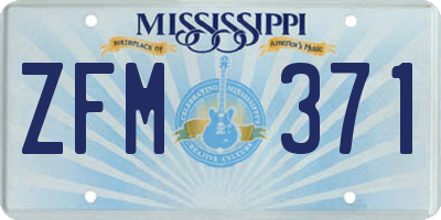 MS license plate ZFM371