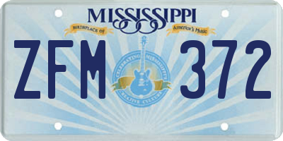MS license plate ZFM372