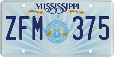 MS license plate ZFM375