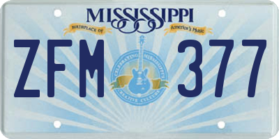 MS license plate ZFM377