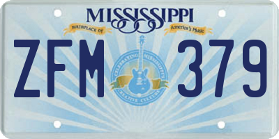 MS license plate ZFM379