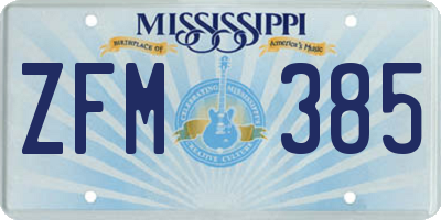 MS license plate ZFM385