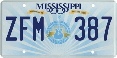 MS license plate ZFM387