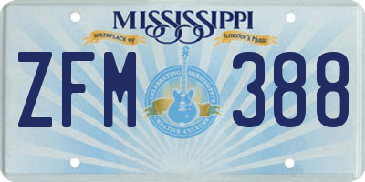 MS license plate ZFM388