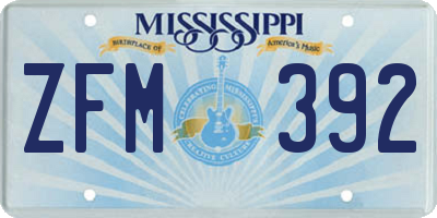 MS license plate ZFM392