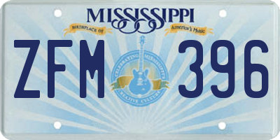 MS license plate ZFM396