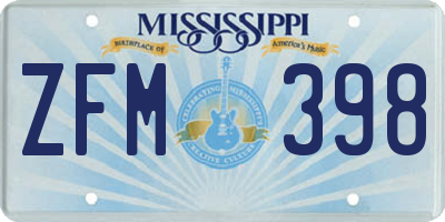 MS license plate ZFM398
