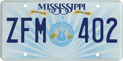 MS license plate ZFM402