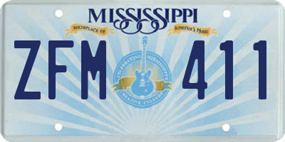MS license plate ZFM411