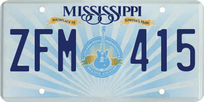 MS license plate ZFM415