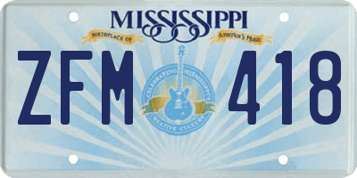 MS license plate ZFM418