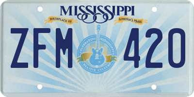 MS license plate ZFM420