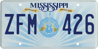 MS license plate ZFM426
