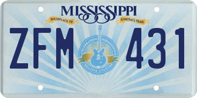 MS license plate ZFM431