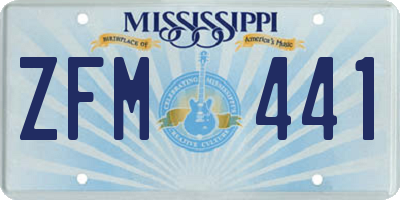 MS license plate ZFM441