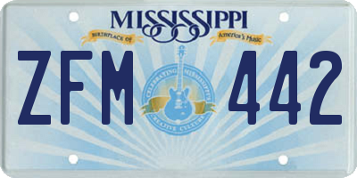 MS license plate ZFM442