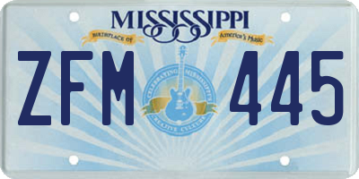 MS license plate ZFM445