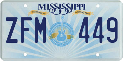 MS license plate ZFM449