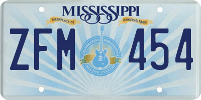 MS license plate ZFM454