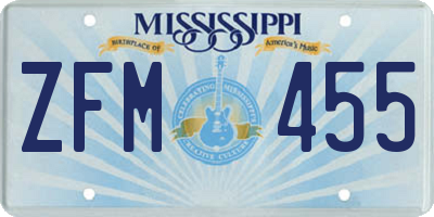 MS license plate ZFM455