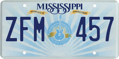 MS license plate ZFM457