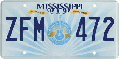 MS license plate ZFM472