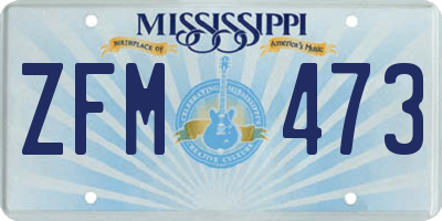 MS license plate ZFM473