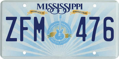MS license plate ZFM476
