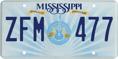 MS license plate ZFM477