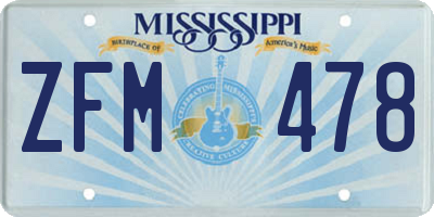 MS license plate ZFM478