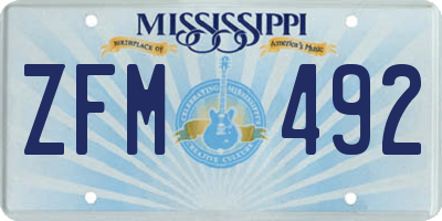MS license plate ZFM492