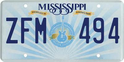 MS license plate ZFM494