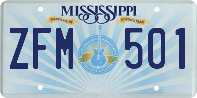 MS license plate ZFM501
