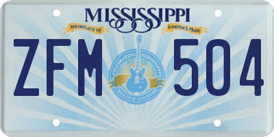 MS license plate ZFM504