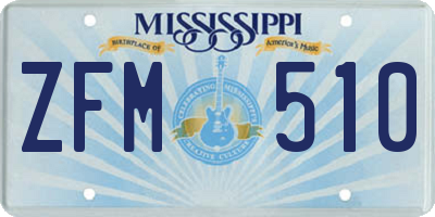 MS license plate ZFM510