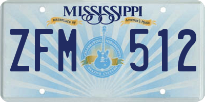 MS license plate ZFM512