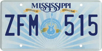 MS license plate ZFM515