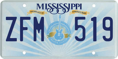 MS license plate ZFM519