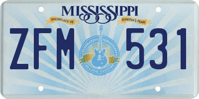 MS license plate ZFM531