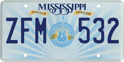 MS license plate ZFM532
