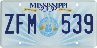 MS license plate ZFM539