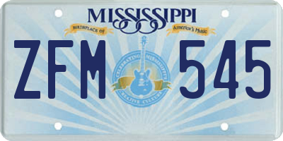 MS license plate ZFM545