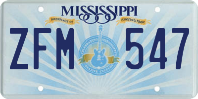 MS license plate ZFM547